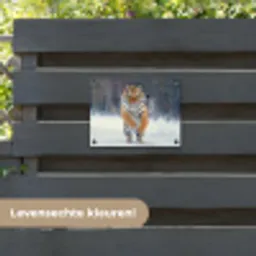 Tijger - Landschap - Sneeuw - Winter - Dieren tuinposter los doek klein -sfeer3