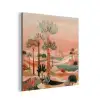 Roze landschap - Palmen - Water aluminium wit klein -3d