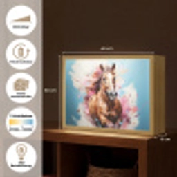 Paard - Meisjes - Blauw - Roze Light Box met batterij (Wandlamp) middel -USP_websiteoverzichtDE