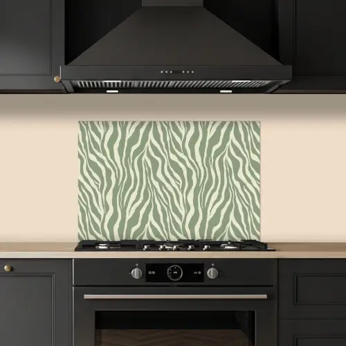 Zebra - Motief - Groen keuken achterwand spatscherm klein 900 -sfeer1