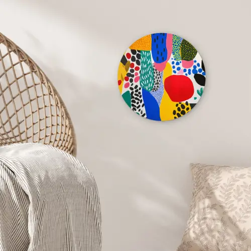 Stippen - Vormen - Modern - Kleuren Wandcirkel kunststof plaat 5mm dik klein -sfeer5