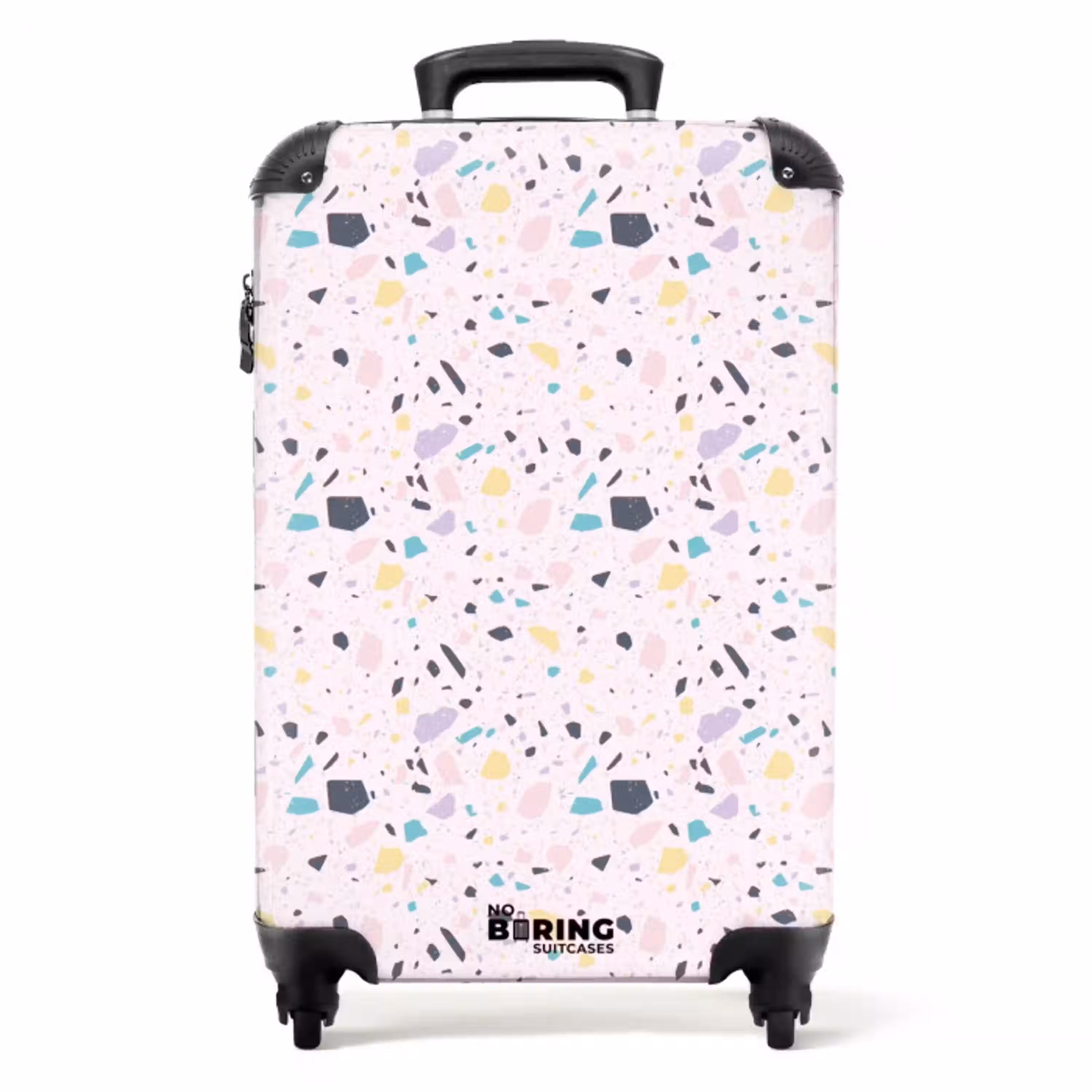 Terrazzo patroon roze confetti NBS - Handbagage koffer - Volwassenen Unisex middel -productfoto_recht
