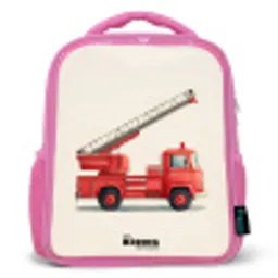 Brandweerwagen - Getekend - Rood Kinderrugzak - Roze middel -3d