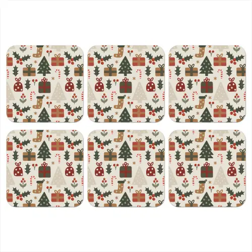 Illustratie - Kerstfiguren - Beige onderzetter kurk middel 366 -3d