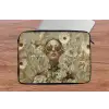 Vrouw - Bloemen - Zonnebril - Wit laptophoes neopreen klein -tafel