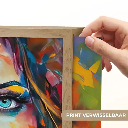 Gezicht - Vrouw - Olieverf - Kleurrijk - Kunst Light Box met batterij (Wandlamp) middel -USP_websiteprintNL