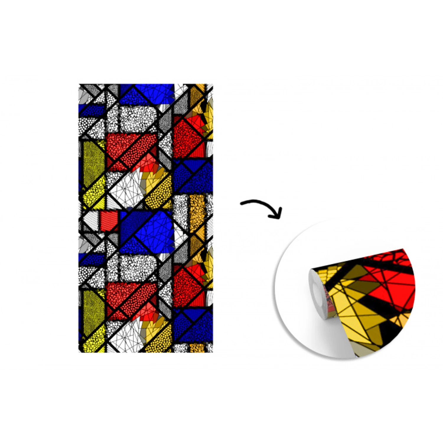 Mondriaan - Glas in lood - Oude Meesters - Kunstwerk - Abstract - Schilderij fotobehang vinyl groot -3d