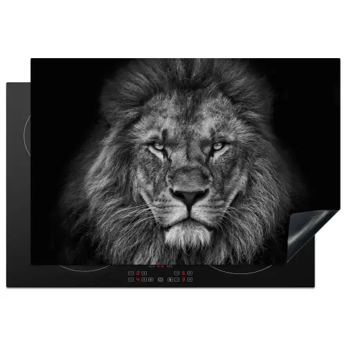 Leeuw - Dieren - Zwart - Wit Inductie beschermer vinyl 3mm klein -3d