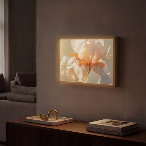 Close up - Oranje - Iris Light Box met batterij (Wandlamp) middel -sfeer1