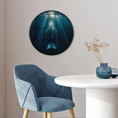 Walvis - Water - Zonnestralen - Blauw Fotolijst rond zonder passe partout klein -sfeer2