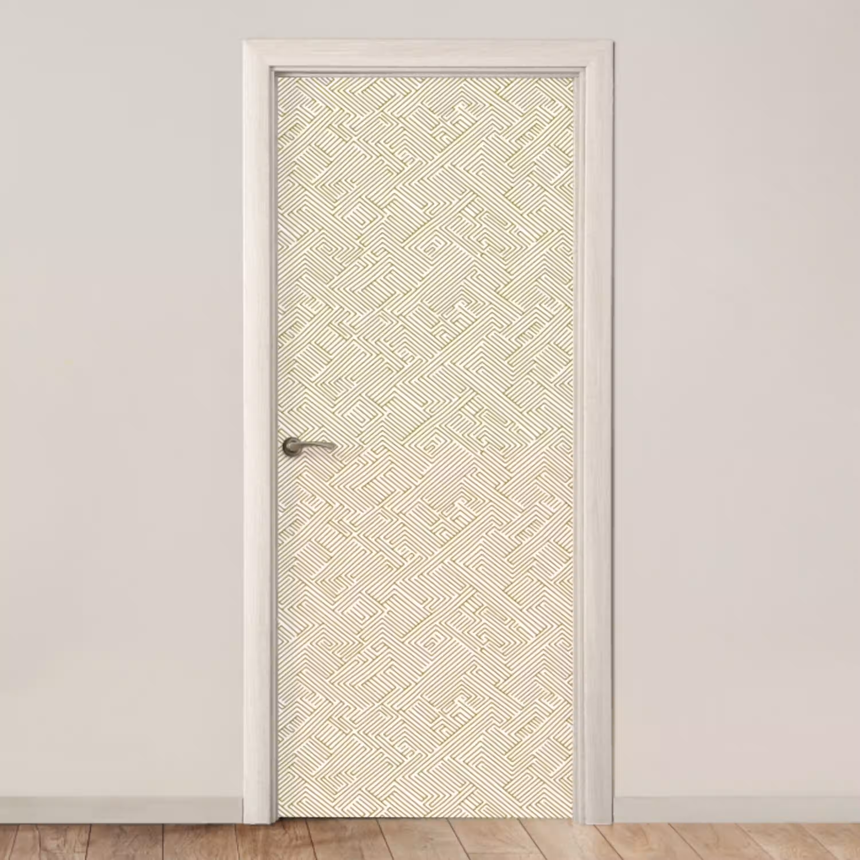Geometrisch - Lijnen - Groen deurposter klein 289 -3d_beige