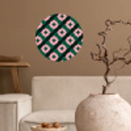 Groen - Roze - Retro - Sterren Wandcirkel behangsticker klein 186 -sfeer1