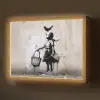 Graffiti - Meisje - Vogel - Street Art - Banksy Style Light Box met batterij (Wandlamp) middel -z3d_website