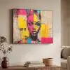 Vrouwengezicht - Krantenpapier - Abstract - Roze Textielframe zwart klein -sfeer3