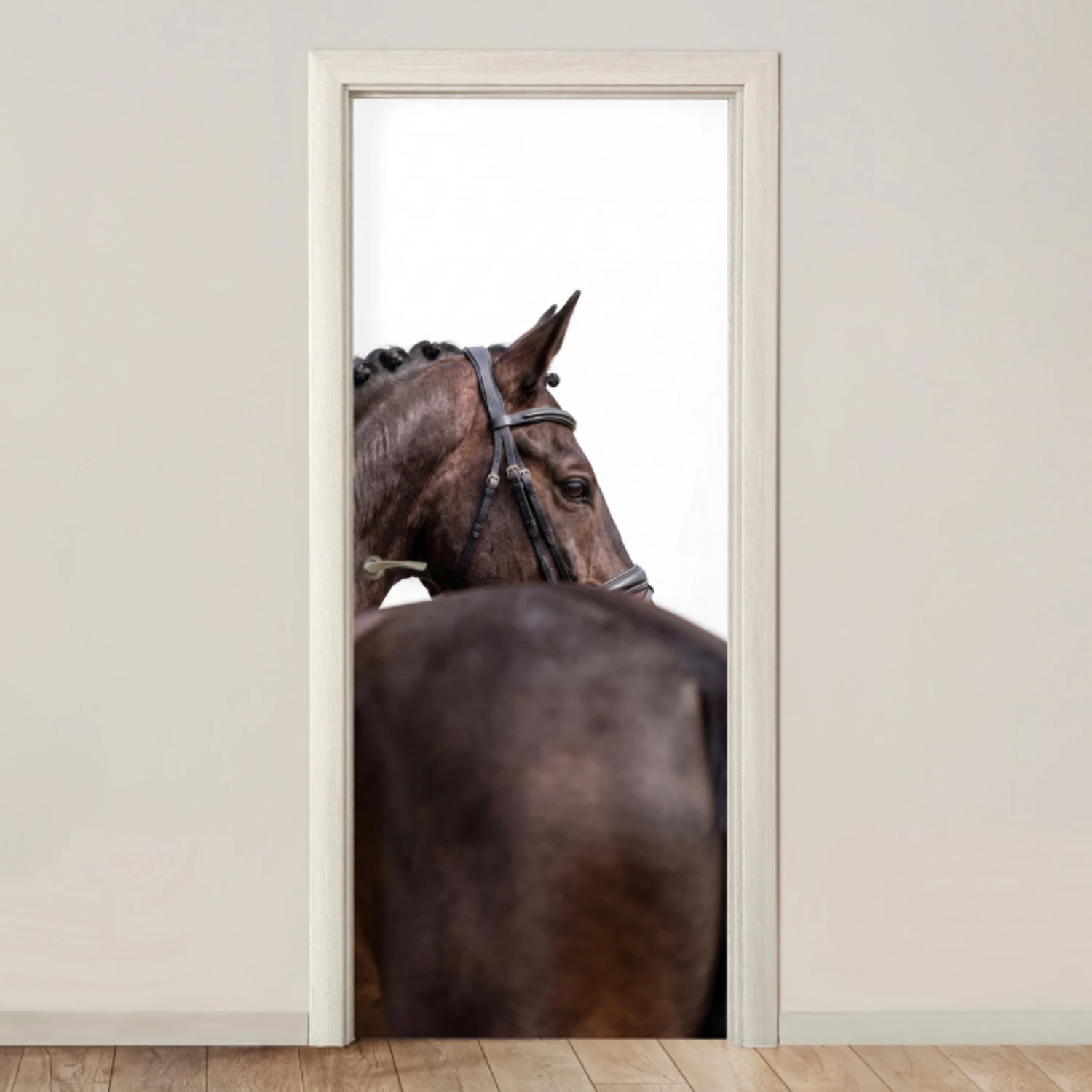 Portret - Paard - Elegant deurposter klein -3d_beige