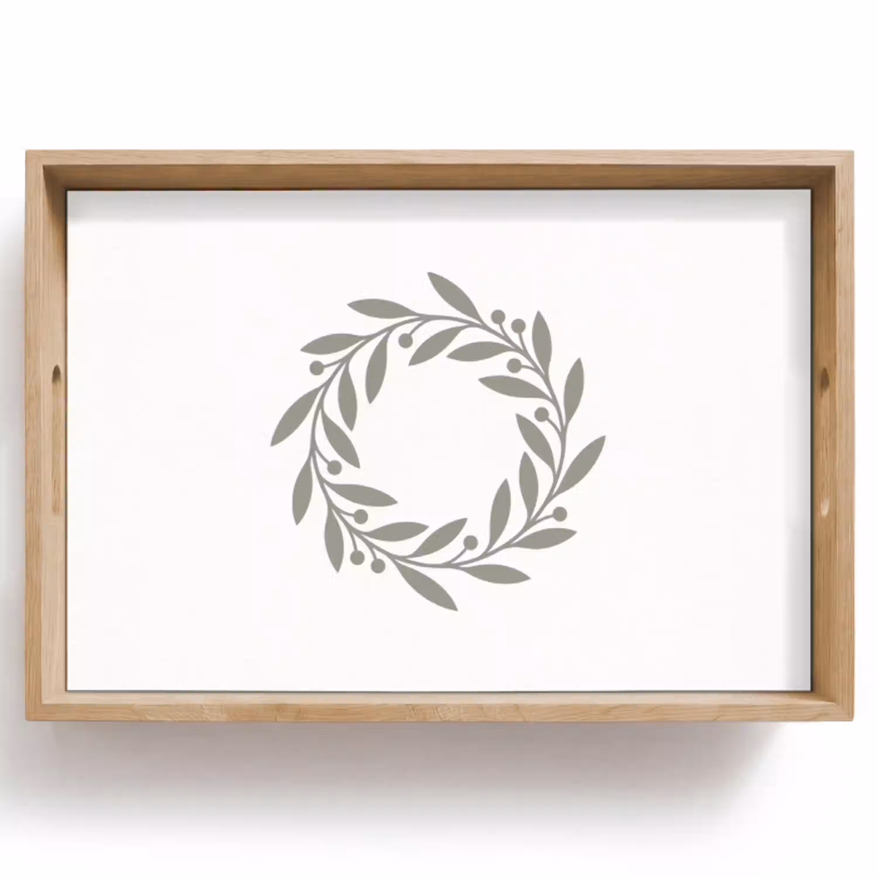 Krans - Bladeren - Natuur - Minimalistisch - Grijs Dienblad Rechthoek middel -z3d_shopping
