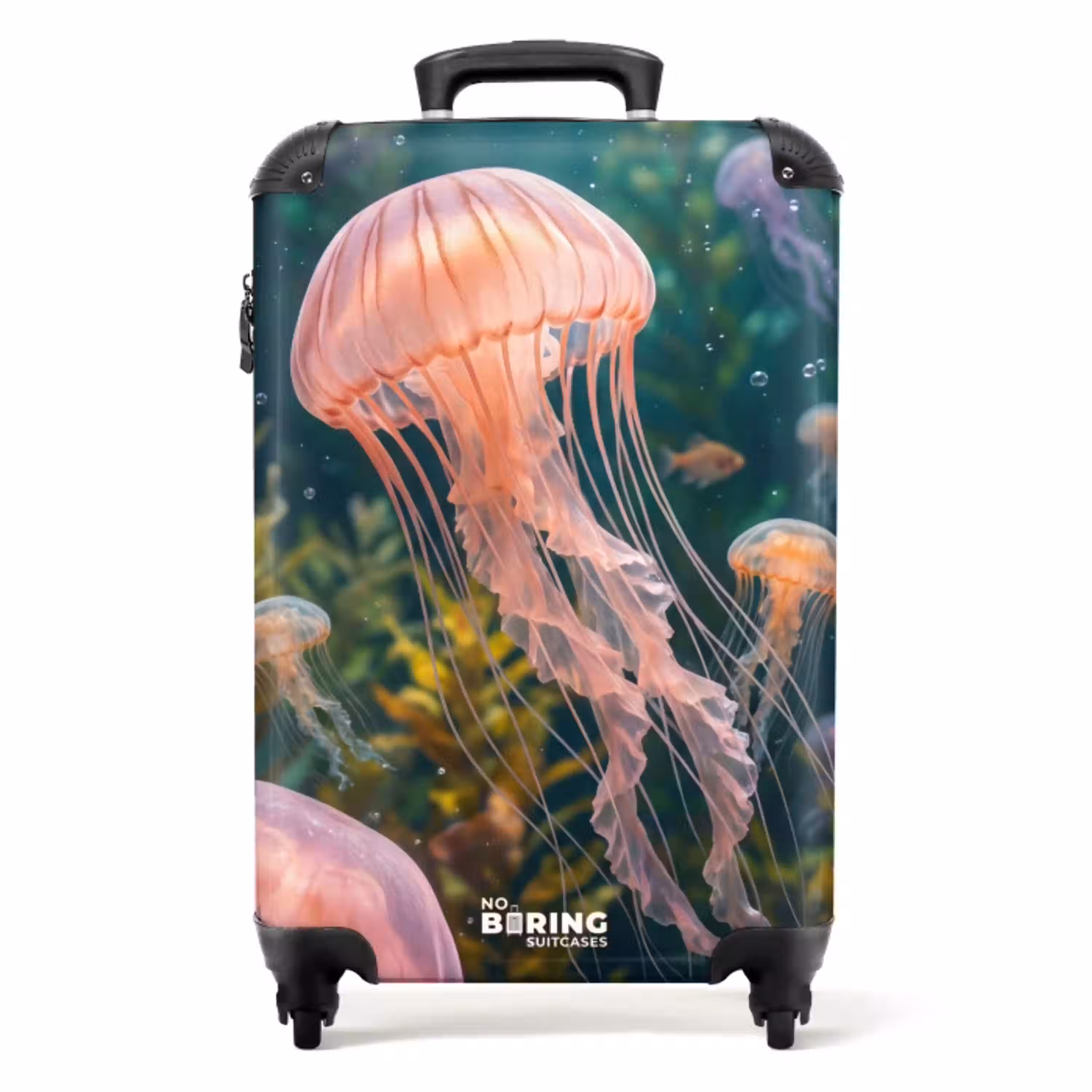 Kwal - Roze - Onderwater - Zeeleven - Dieren NBS - Handbagage koffer - Volwassenen Unisex middel -productfoto_recht