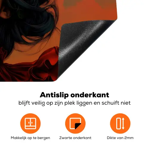 Vrouw - Frambozen - Bladeren Inductie beschermer vinyl 3mm klein -zzzzzzz-td-onderkant