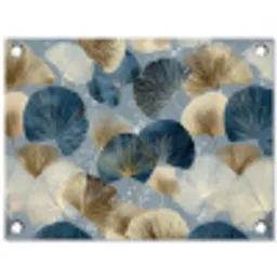 Bladeren - Abstract - Goud - Blauw tuinposter los doek klein -3d