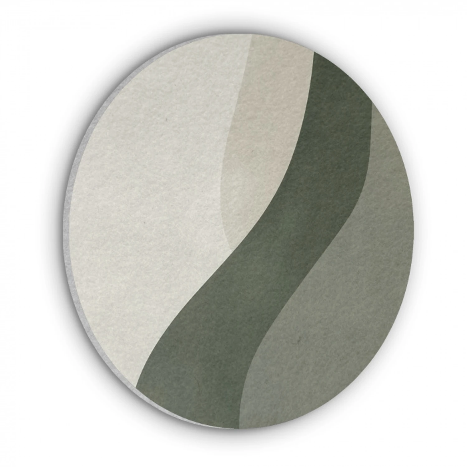 Japandi - Groen - Abstract - Modern Akoestische PET Vilt - Rond klein -3d