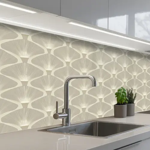 Paneel - Ginkgo - Zand keuken achterwand 2 middel 871 -3d_schuin