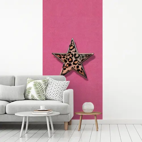 Ster - Luipaard - Print - Roze fotobehang vinyl groot -woonkamer