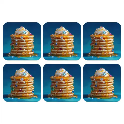 Pannenkoeken - Steentjes - Glitter - Slagroom onderzetter kurk middel -3d