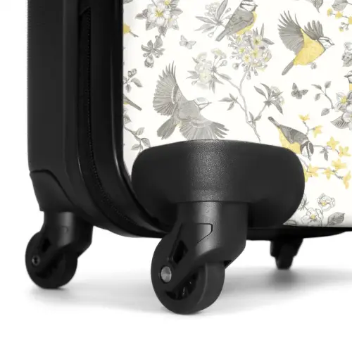 Klassiek vogel en bloemen patroon geel NBS - Handbagage koffer - Kinderen Unisex middel -wiel