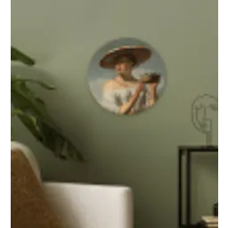 Meisje met een brede hoed - Schilderij van Caesar Boëtius van Everdingen Wandcirkel kunststof plaat 5mm dik klein -sfeer3