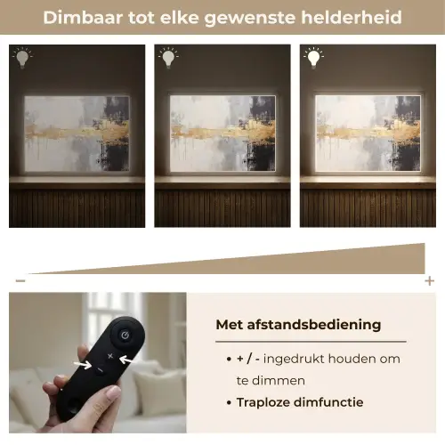 Goud - Luxe - Acryl - Kunst Light Box met batterij (Wandlamp) middel -USP_dimbaarNL