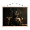 Hert - Zonnebril - Zwart - Pak textielposter latten blank klein -3d