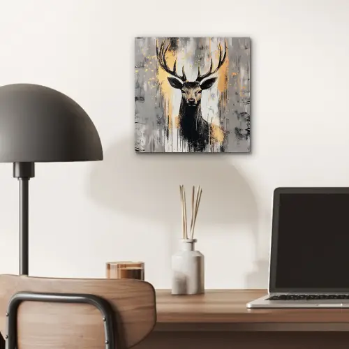 Abstract - Hert - Gewei - Goud aluminium wit klein -sfeer5