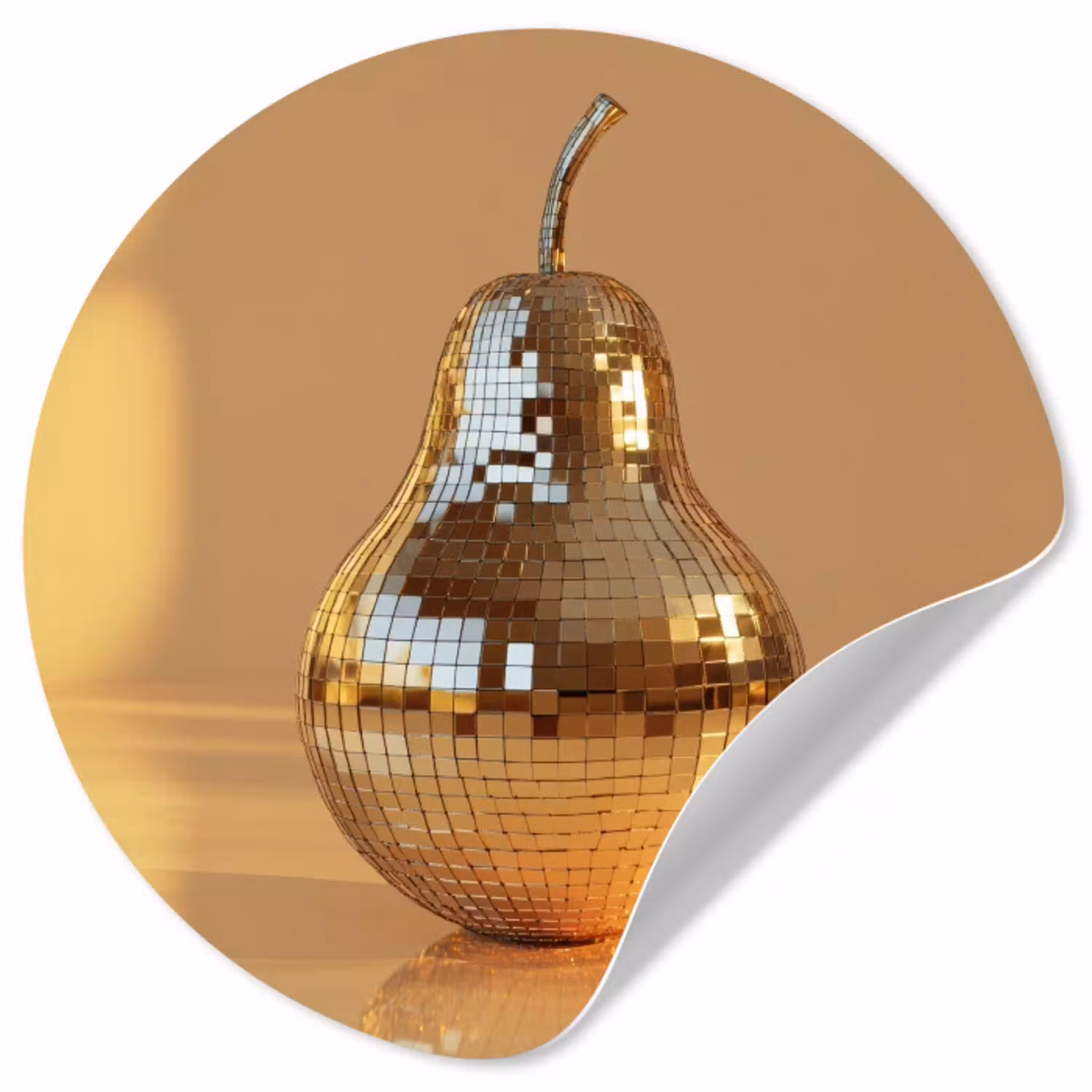 Goud - Disco - Glitter - Peer Wandcirkel behangsticker klein -3d