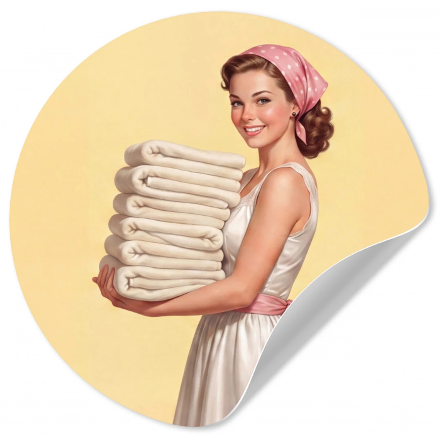 Handdoeken - Vrouw - Jurk - Roze Wandcirkel behangsticker klein -3d