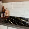 Zwart - Goud - Strepen Inductie beschermer vinyl 3mm klein -sfeer3