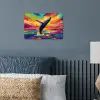 Zonsondergang - Walvis - Geschilderd - Kleurrijk poster papier klein -sfeer2