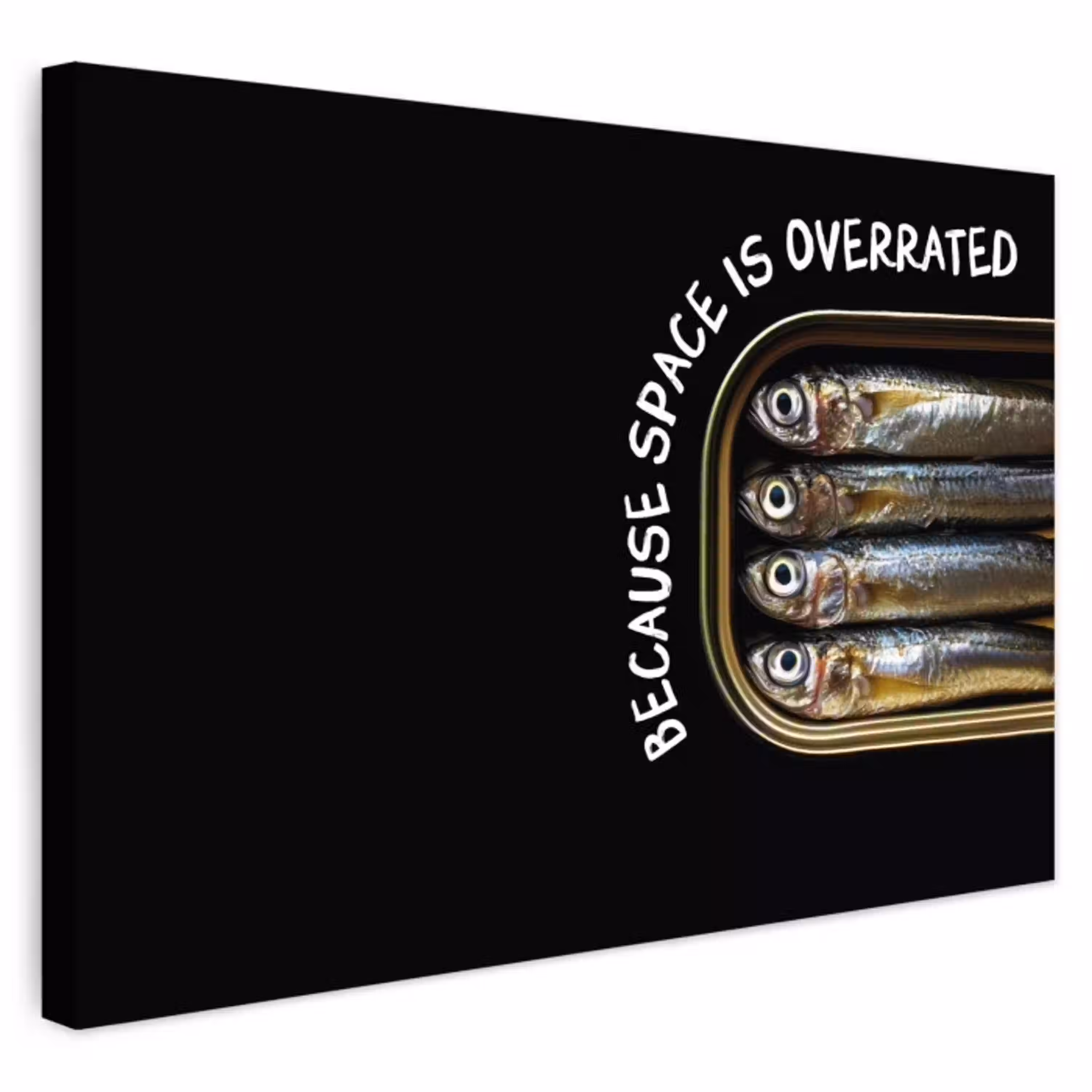 Sardines - Tekst - Vis - Blik Tuinposter op houten frame 2 cm dik klein -3d