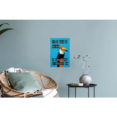 Vogel - Toekan - Blauw - Quotes Muursticker klein -plant
