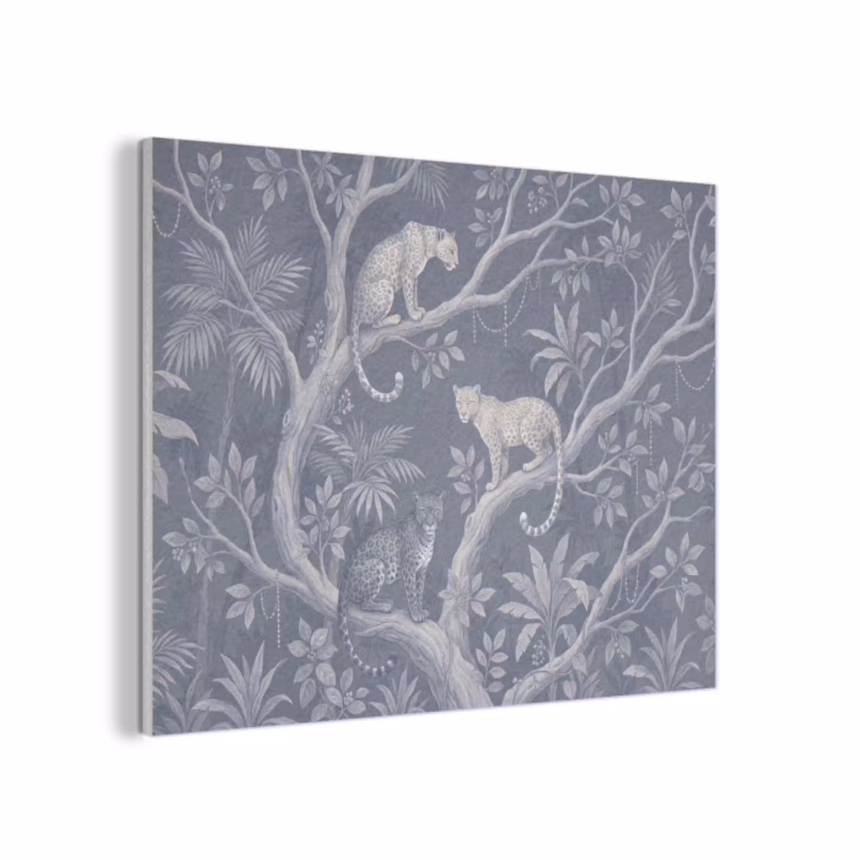 Dieren - Jungle - Illustratie - Bomen - Blauw PET vilt klein -3d