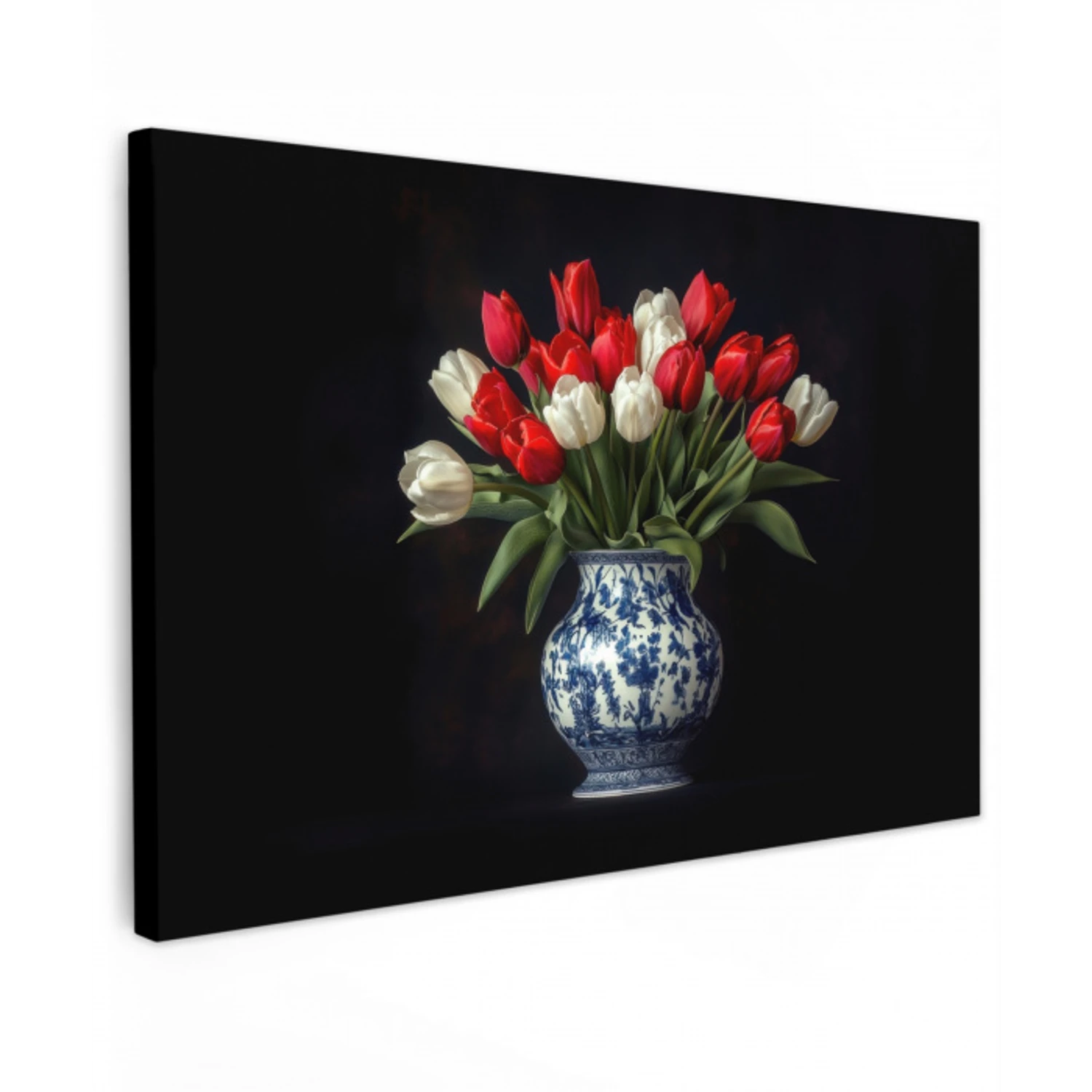 Rode - Bloemen - Tulpen - Vaas Tuinposter op houten frame 2 cm dik klein -3d