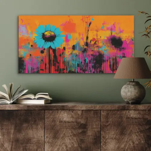 Zonnebloemen - Abstract - Oranje PET vilt middel -sfeer2