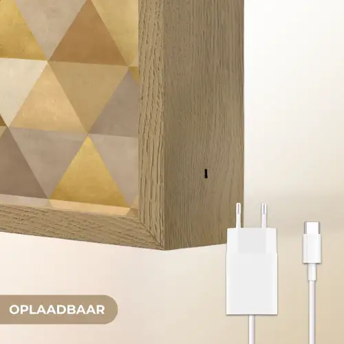 Geometrisch - Driehoek - Goud Light Box met batterij (Wandlamp) middel 907 -USP_websiteoplaadbaarNL