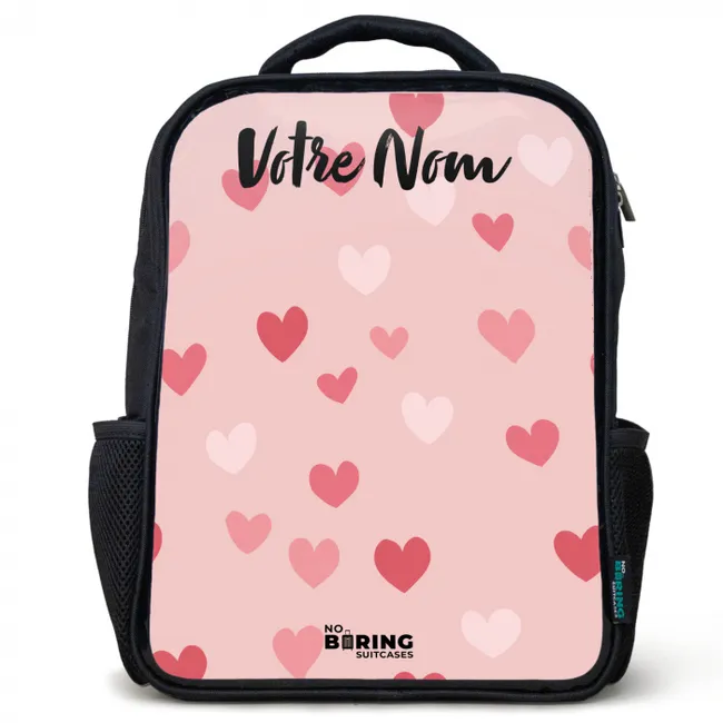 Hartjes - Patroon - Roze Rugzak - Zwart middel -3d