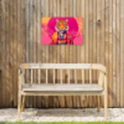 Tijger - Kimono - Planten - Roze Tuinposter op houten frame 2 cm dik klein -sfeer4