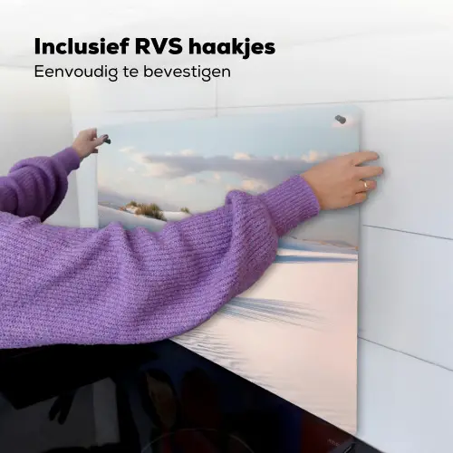 Duinen - Gras - Wolken - Beige Inductie beschemer met haakjes middel -ky-ophangen-nl