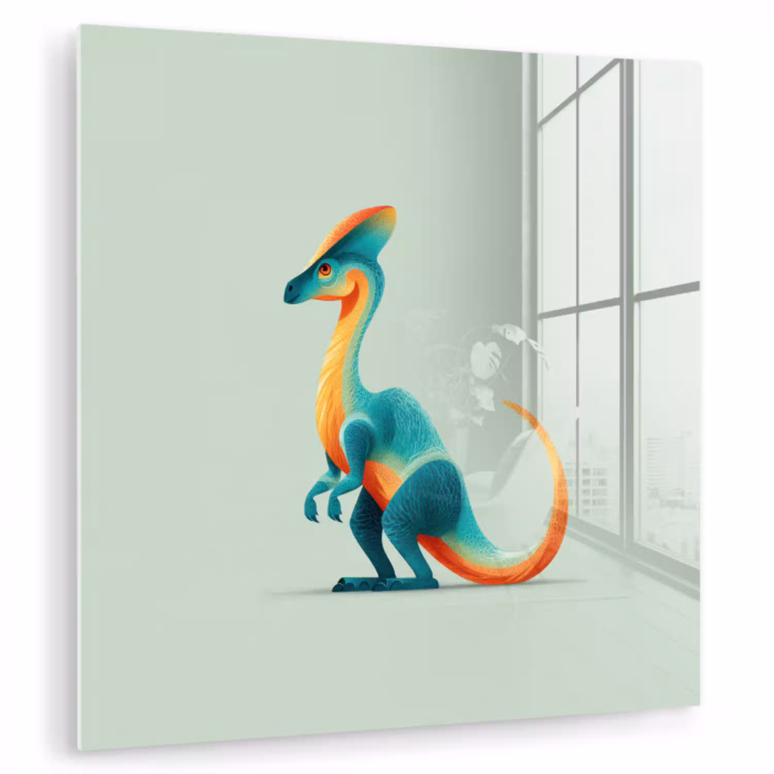 Staart - Dino - Minimalistisch - Blauw plexiglas 5mm klein -zzzproduct_nieuw