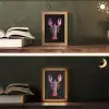 Kreeft - Paars - Roze - Zwart - Stippen - Lila Light Box met kabel (Tafellamp) klein -sfeer3