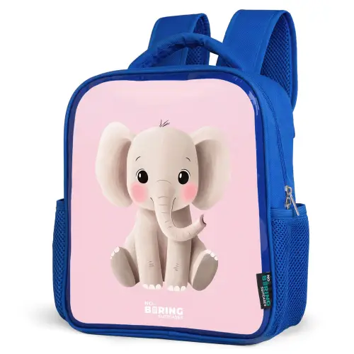 Olifant - Baby - Blosjes - Illustratie Kinderrugzak - Blauw middel -schuin