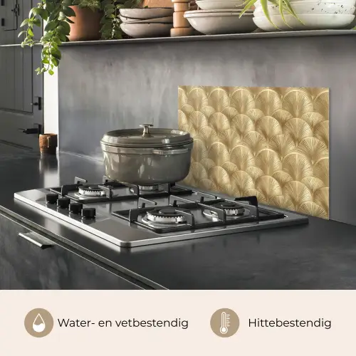 Patroon - Waaier -  Goud keuken achterwand spatscherm klein 900 -usp_NL