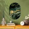 Marmer - Goud - Glitter - Groen - Marmerlook - Luxe Wandcirkel Ovaal Forex klein -sfeer2
